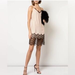 Kiki De Montparnasse Silk Orchid color Lace Trim Slip Dress size 6 NWT